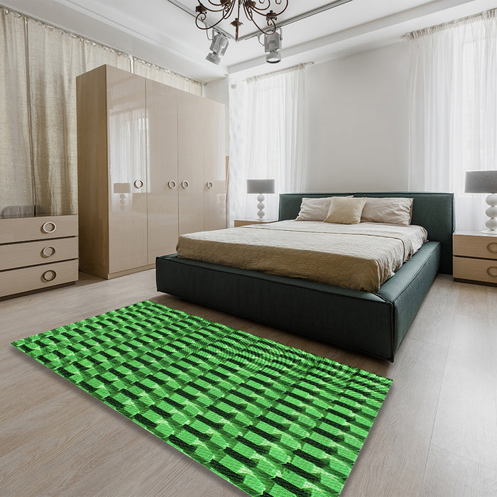 Round Machine Washable Transitional Deep Emerald Green Rug in a Office, wshpat2632grn