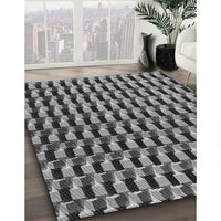 Patterned Dark Gray Black Rug, pat2632gry