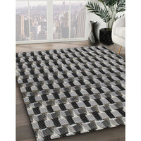 Patterned Dark Gray Novelty Rug, pat2632