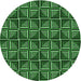 Square Patterned Deep Emerald Green Rug, pat2633grn