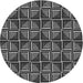 Square Patterned Charcoal Black Rug, pat2633gry