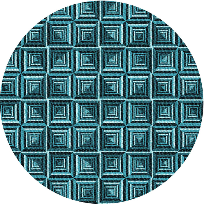 Square Patterned Deep Teal Green Rug, pat2633lblu