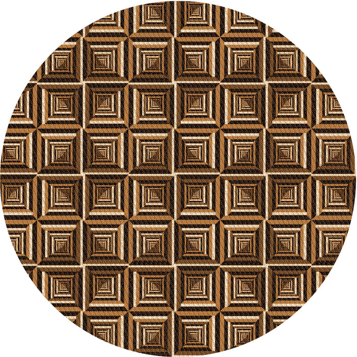 Square Patterned Bronze Brown Rug, pat2633org