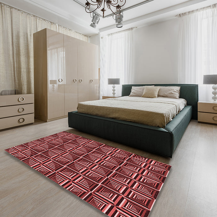 Patterned Maroon Red Rug in a Bedroom, pat2633rd
