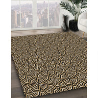 Patterned Metallic Gold Rug, pat2634brn