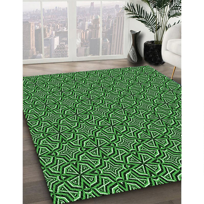 Machine Washable Transitional Deep Emerald Green Rug in a Family Room, wshpat2634grn