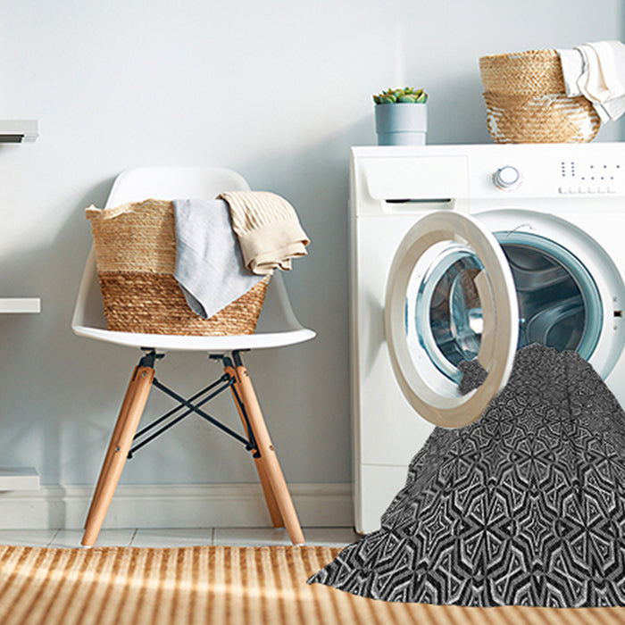 Machine Washable Transitional Charcoal Black Rug in a Washing Machine, wshpat2634gry