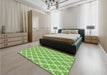 Patterned Green Rug in a Bedroom, pat2635grn