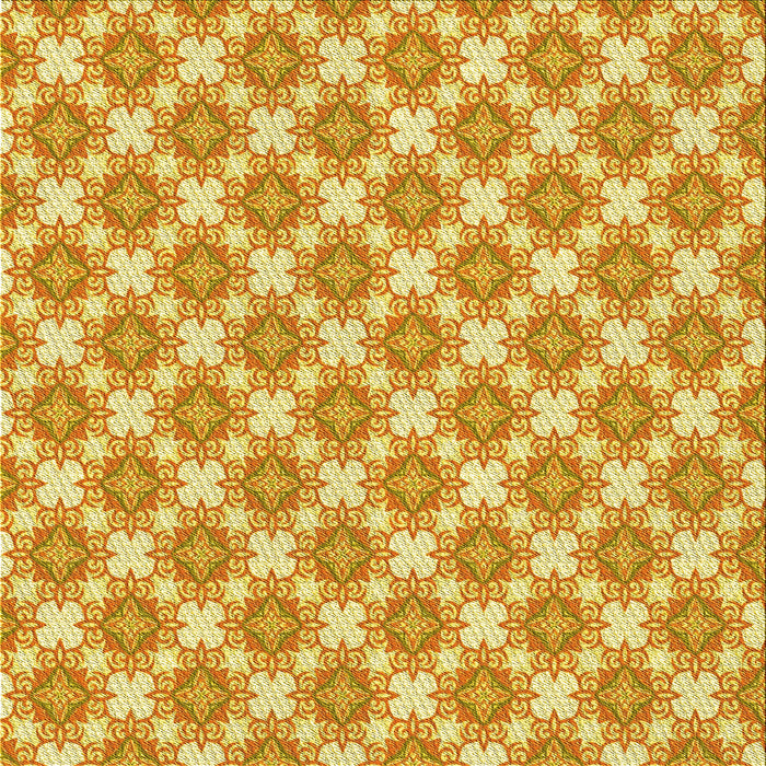 Round Patterned Neon Orange Rug, pat2635yw