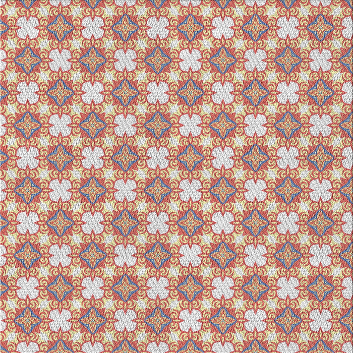 Square Patterned Cherry Red Novelty Rug, pat2635