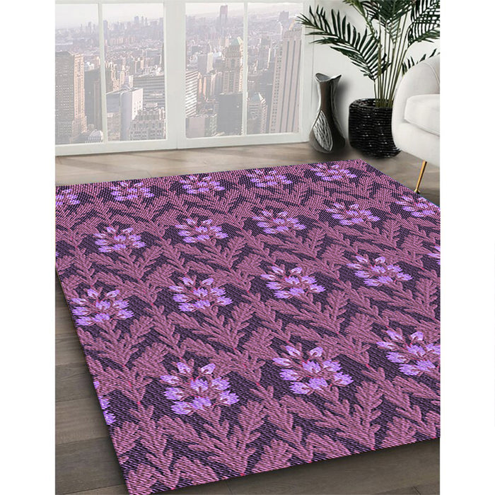 Patterned Dark Raspberry Purple Rug in Family Room, pat2636pur