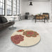 Round Patterned Deep Peach Orange Rug in a Office, pat2637brn