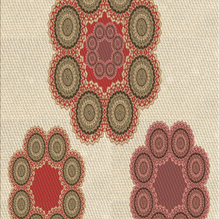 Patterned Deep Peach Orange Rug, pat2637brn