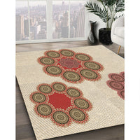 Patterned Deep Peach Orange Rug, pat2637brn