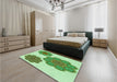 Patterned Green Rug in a Bedroom, pat2637grn