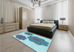 Patterned Steel Blue Rug in a Bedroom, pat2637lblu