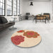 Round Patterned Red Rug in a Office, pat2637org