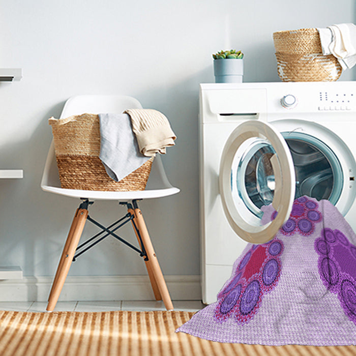 Machine Washable Transitional Blossom Pink Rug in a Washing Machine, wshpat2637pur