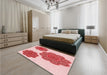 Patterned Deep Rose Pink Rug in a Bedroom, pat2637rd