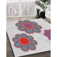 Patterned Mauve Taupe Purple Novelty Rug, pat2637