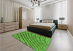 Patterned Green Rug in a Bedroom, pat2638grn