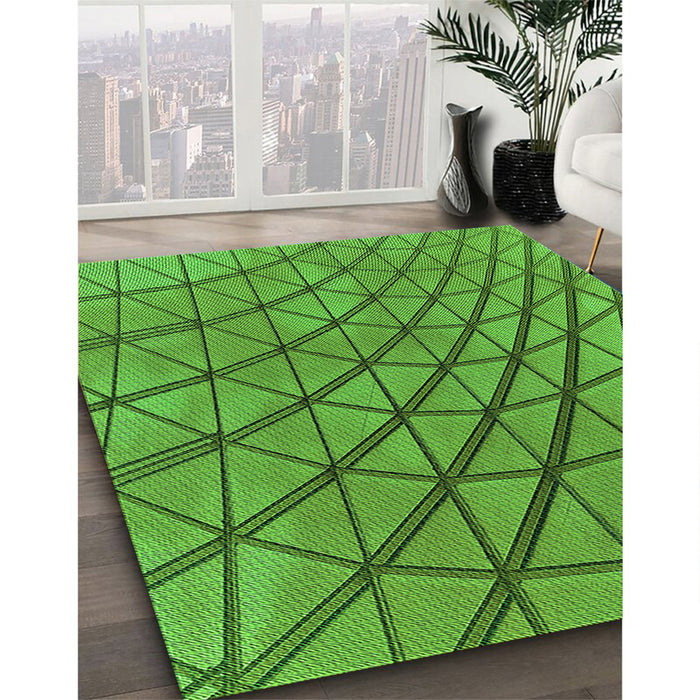 Patterned Green Rug in Family Room, pat2638grn