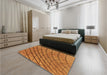 Patterned Mahogany Brown Rug in a Bedroom, pat2638org