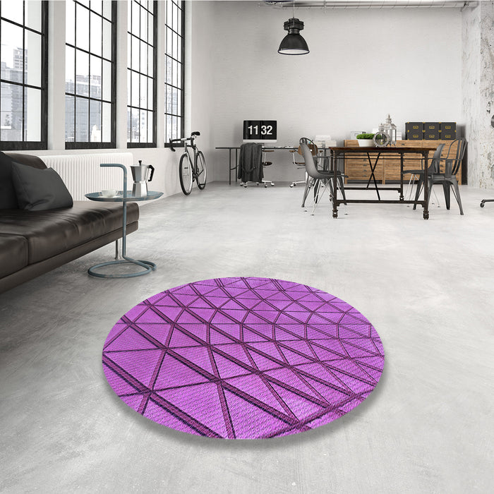 Round Patterned Dark Orchid Purple Rug in a Office, pat2638pur