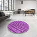 Round Patterned Dark Orchid Purple Rug in a Office, pat2638pur