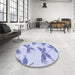 Round Patterned Lavender Blue Rug in a Office, pat2639blu