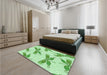 Patterned Mint Green Rug in a Bedroom, pat2639grn