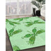 Machine Washable Transitional Mint Green Rug in a Family Room, wshpat2639grn