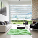 Square Patterned Mint Green Rug in a Living Room, pat2639grn