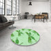 Round Patterned Mint Green Rug in a Office, pat2639grn