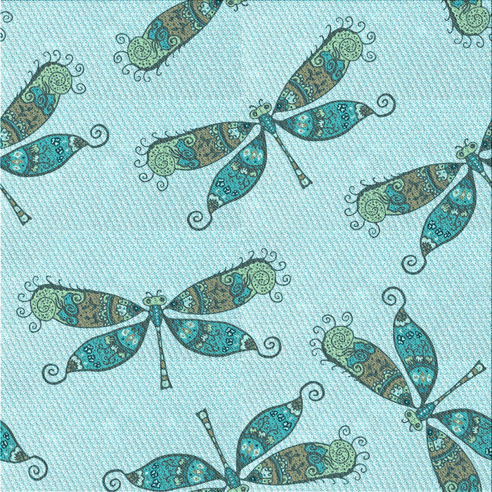 Round Machine Washable Transitional Electric Blue Rug, wshpat2639lblu