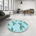 Round Patterned Electric Blue Rug in a Office, pat2639lblu