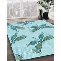 Patterned Electric Blue Rug, pat2639lblu