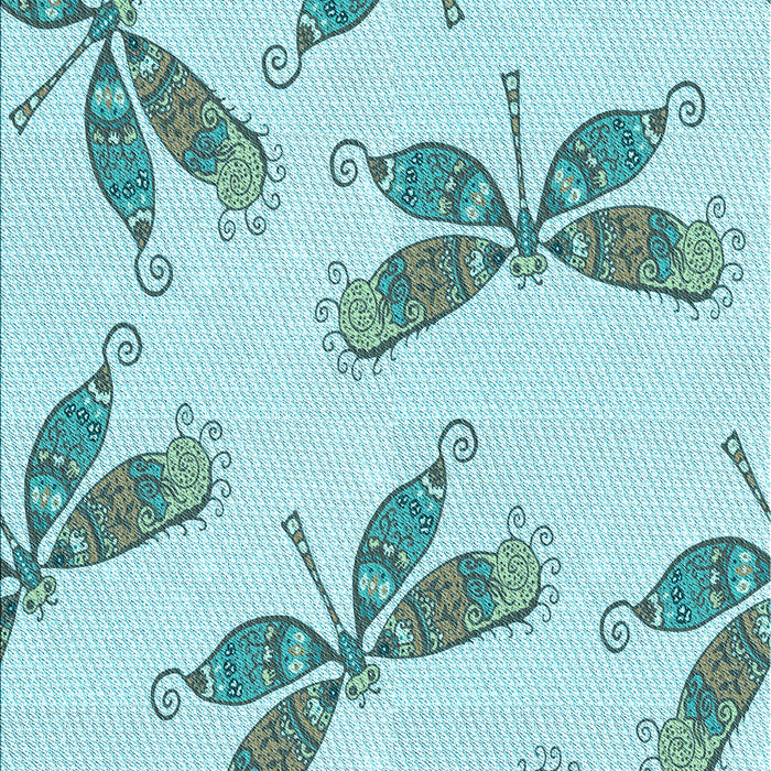 Machine Washable Transitional Electric Blue Rug, wshpat2639lblu