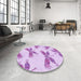 Round Patterned Purple Rug in a Office, pat2639pur