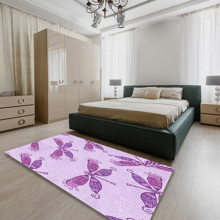 Patterned Purple Rug in a Bedroom, pat2639pur