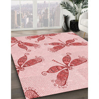 Patterned Light Rose Pink Rug, pat2639rd