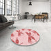 Round Patterned Light Rose Pink Rug in a Office, pat2639rd