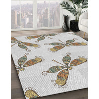 Patterned Khaki Green Novelty Rug, pat2639