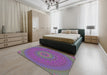 Patterned Lavender Purple Modern Rug in a Bedroom, pat263