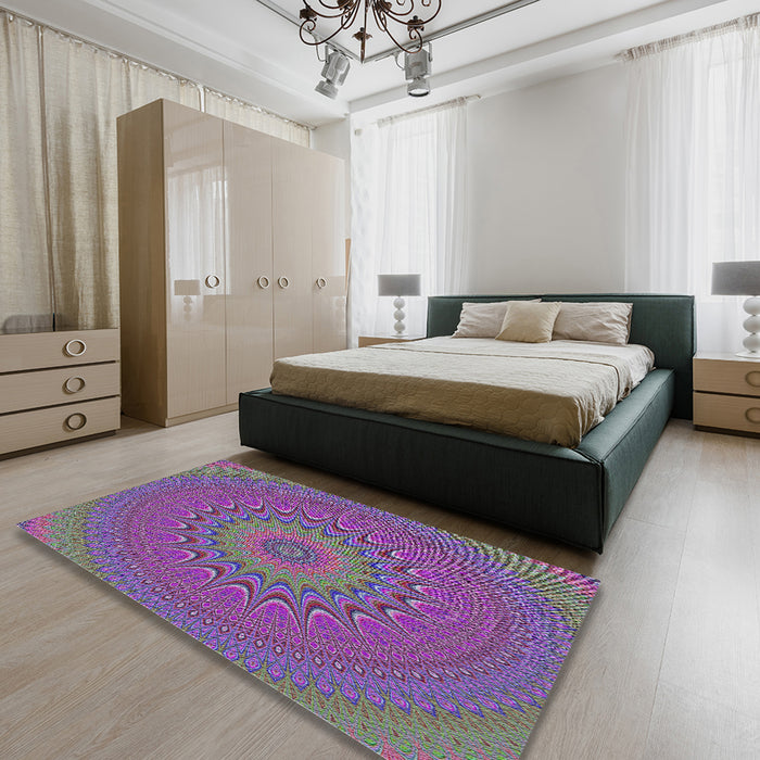 Machine Washable Transitional Lavender Purple Rug in a Bedroom, wshpat263