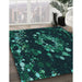 Machine Washable Transitional Dark Cyan Green Rug in a Family Room, wshpat264lblu