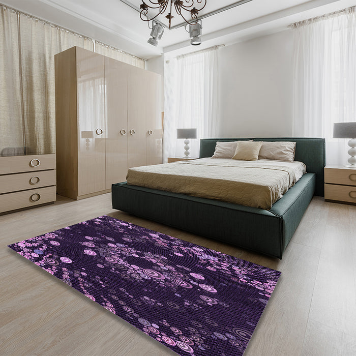 Patterned Purple Violet Purple Rug in a Bedroom, pat264pur