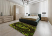 Patterned Midnight Gray Rug in a Bedroom, pat264yw