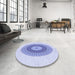 Round Patterned Blue Rug in a Office, pat2640blu