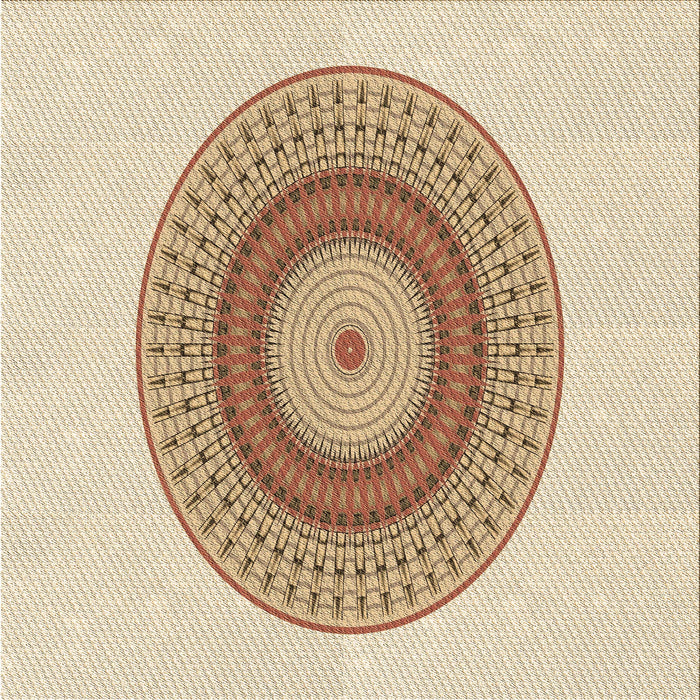 Round Patterned Golden Blonde Gold Rug, pat2640brn